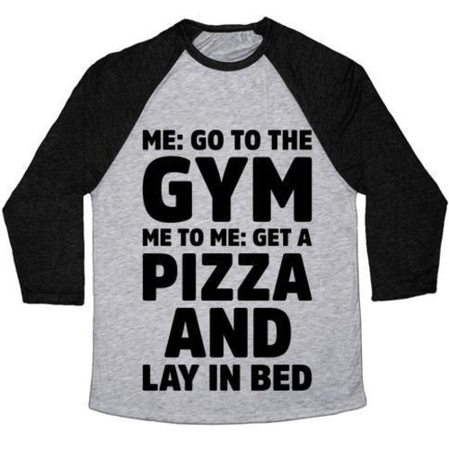 ME TO ME GO THE GYM UNISEX TRI-BLEND BASEBALL TEE