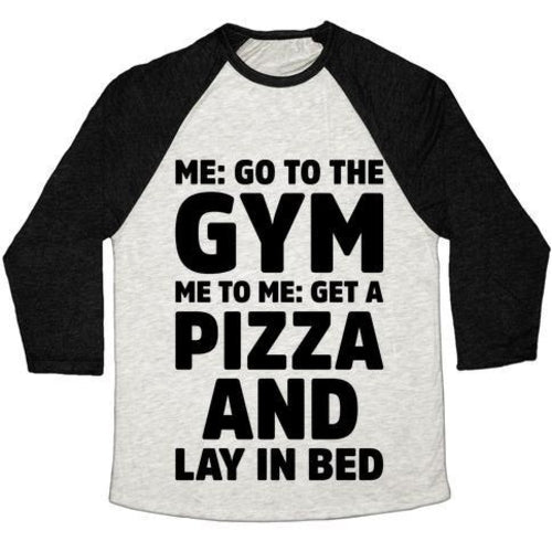 ME TO ME GO THE GYM UNISEX TRI-BLEND BASEBALL TEE