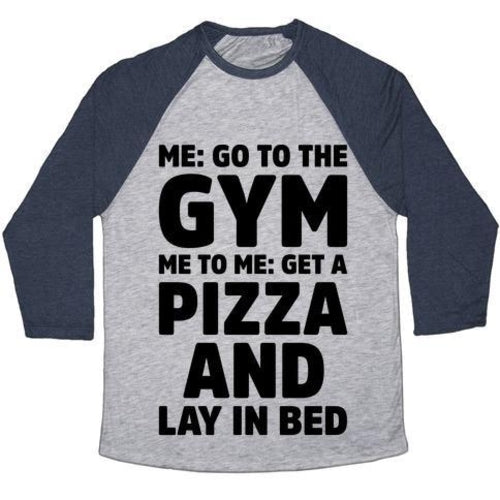 ME TO ME GO THE GYM UNISEX TRI-BLEND BASEBALL TEE