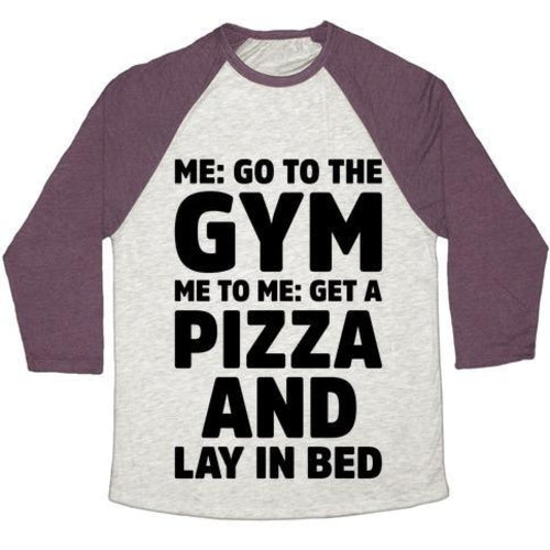 ME TO ME GO THE GYM UNISEX TRI-BLEND BASEBALL TEE