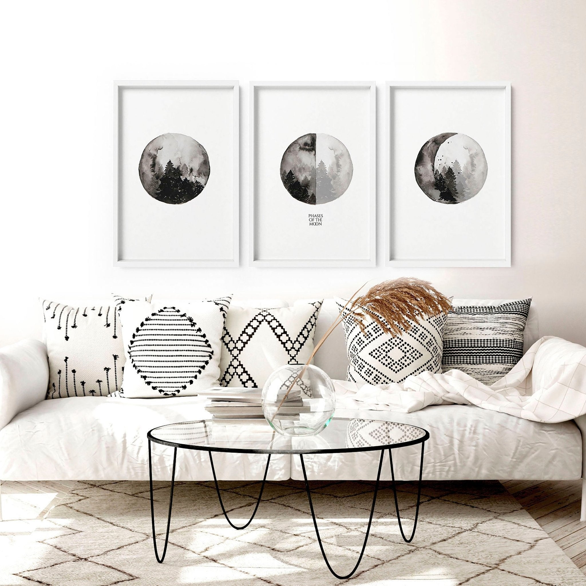Moon wall art | set of 3 framed wall art prints