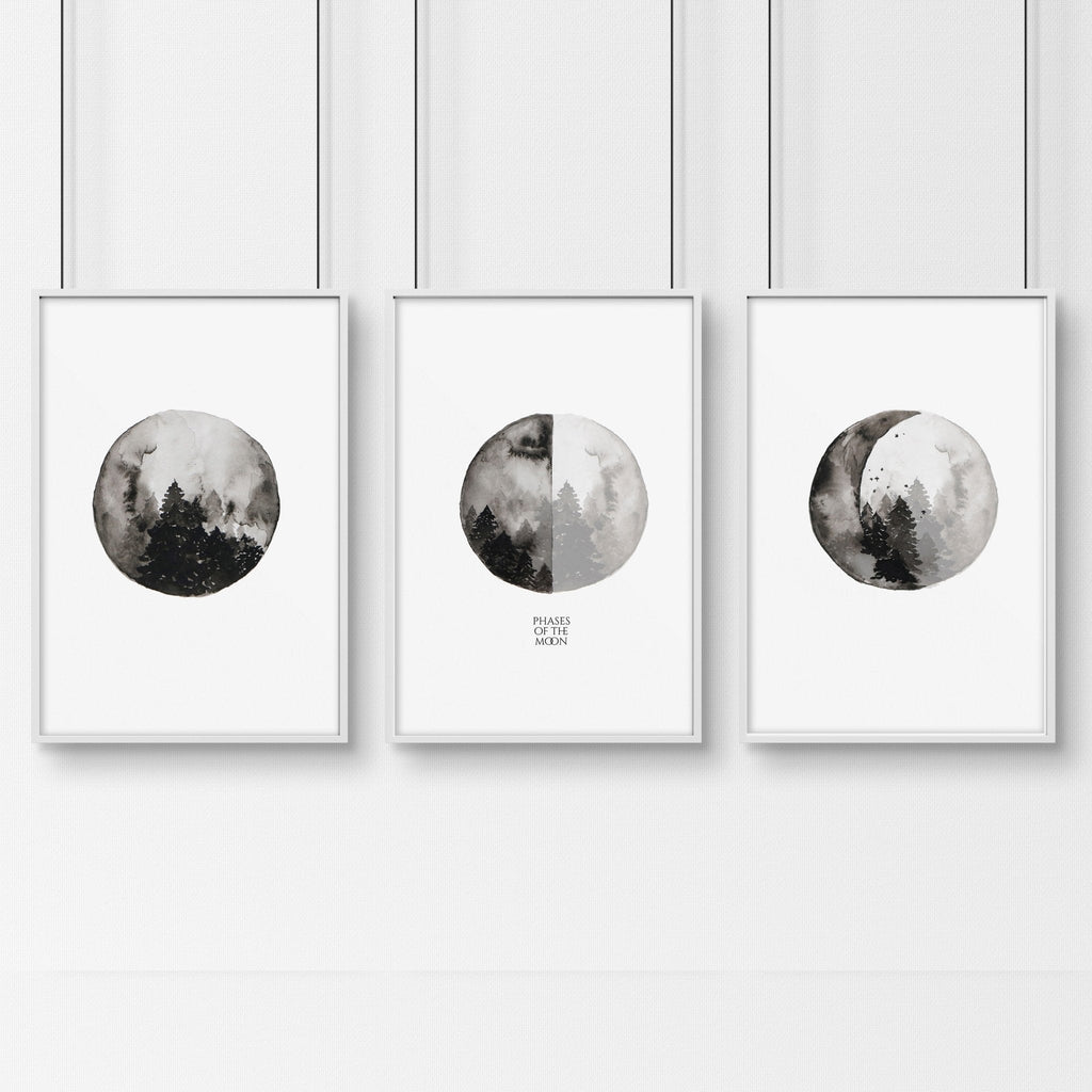 Moon wall art | set of 3 framed wall art prints