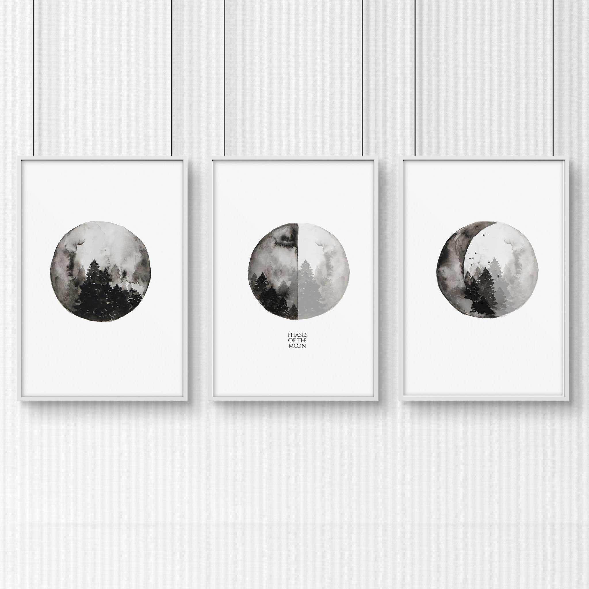 Moon wall art | set of 3 framed wall art prints