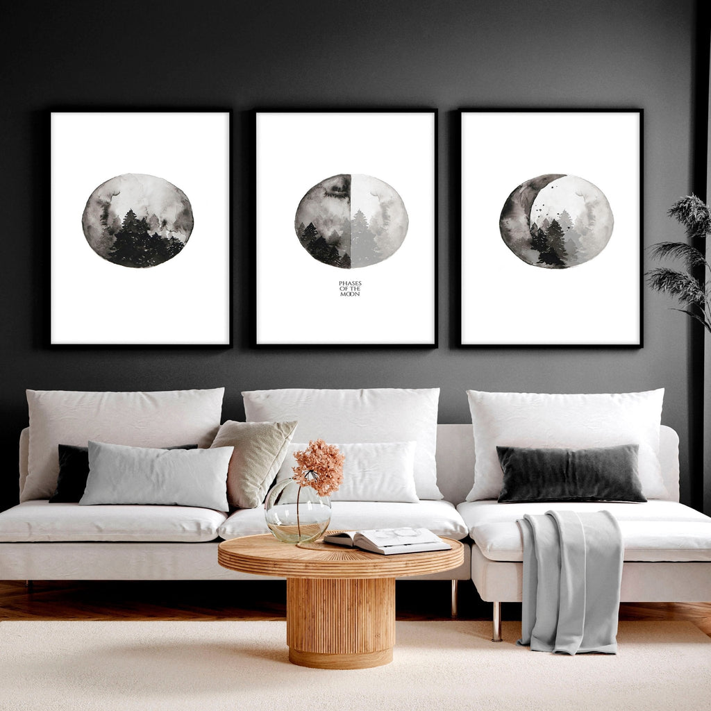 Moon wall art | set of 3 framed wall art prints