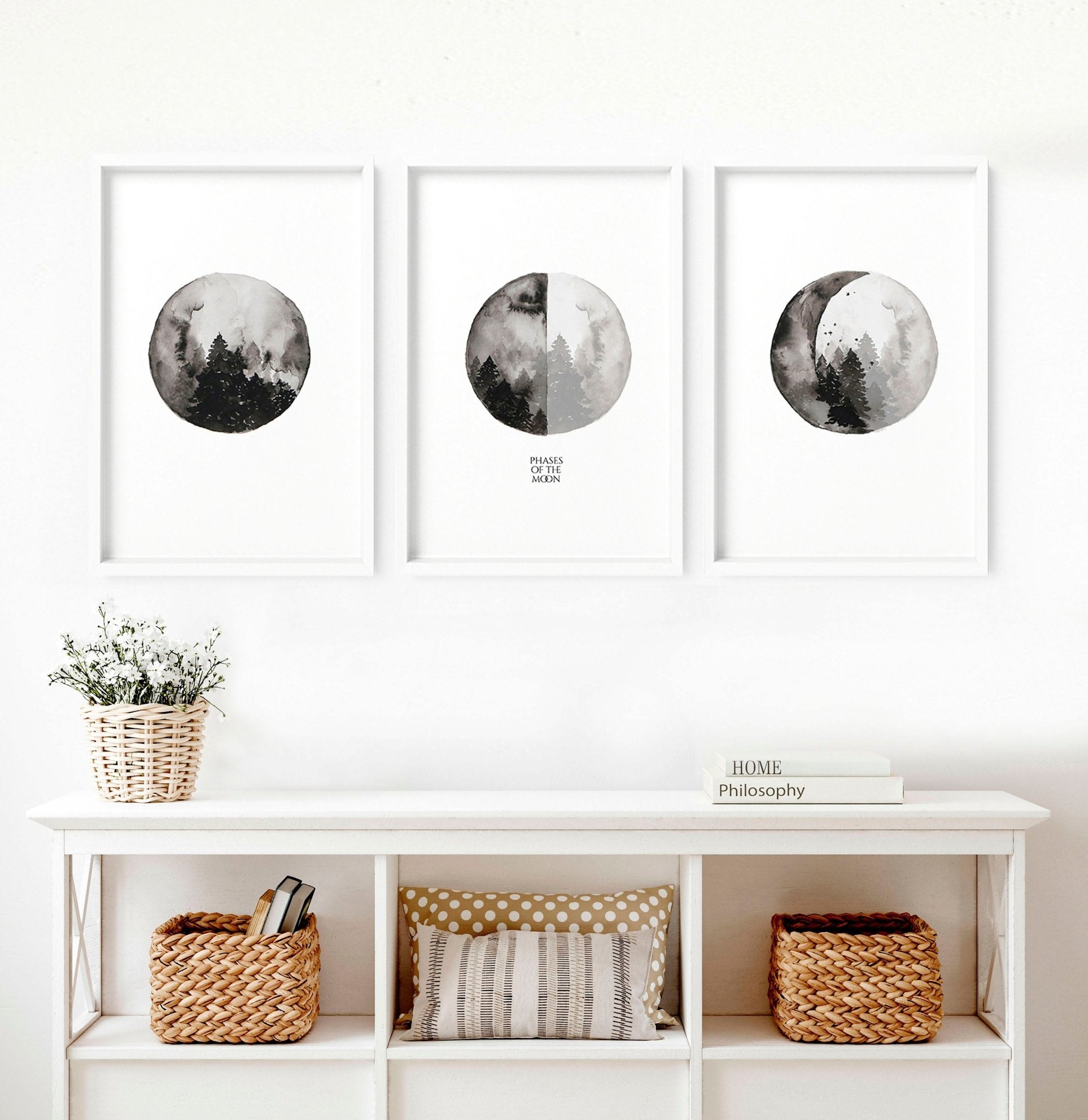 Moon wall art | set of 3 framed wall art prints