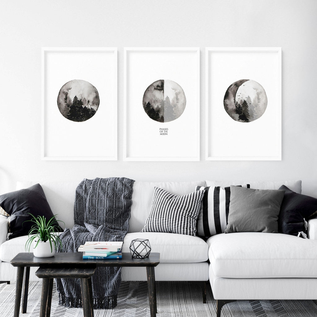 Moon wall art | set of 3 framed wall art prints