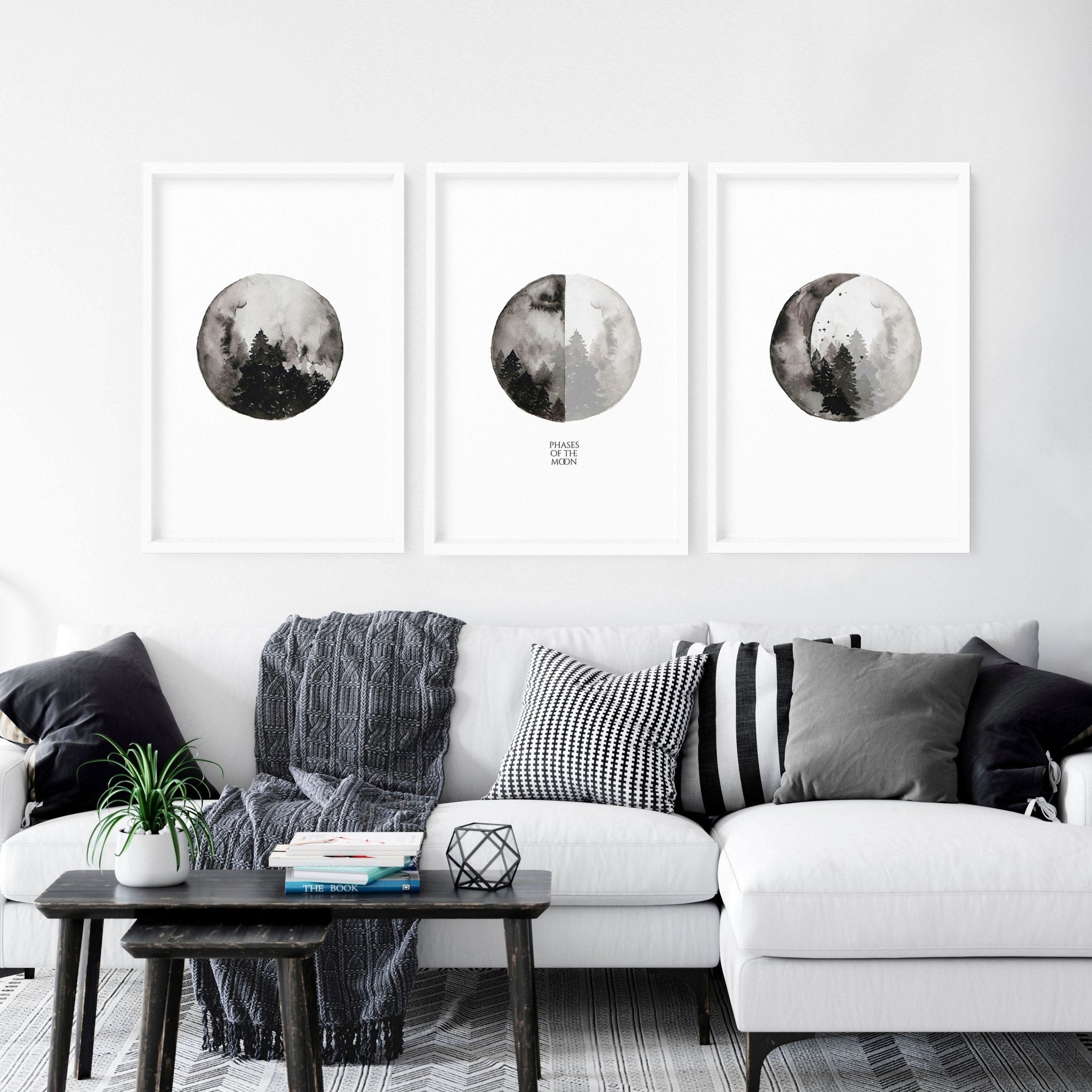 Moon wall art | set of 3 framed wall art prints
