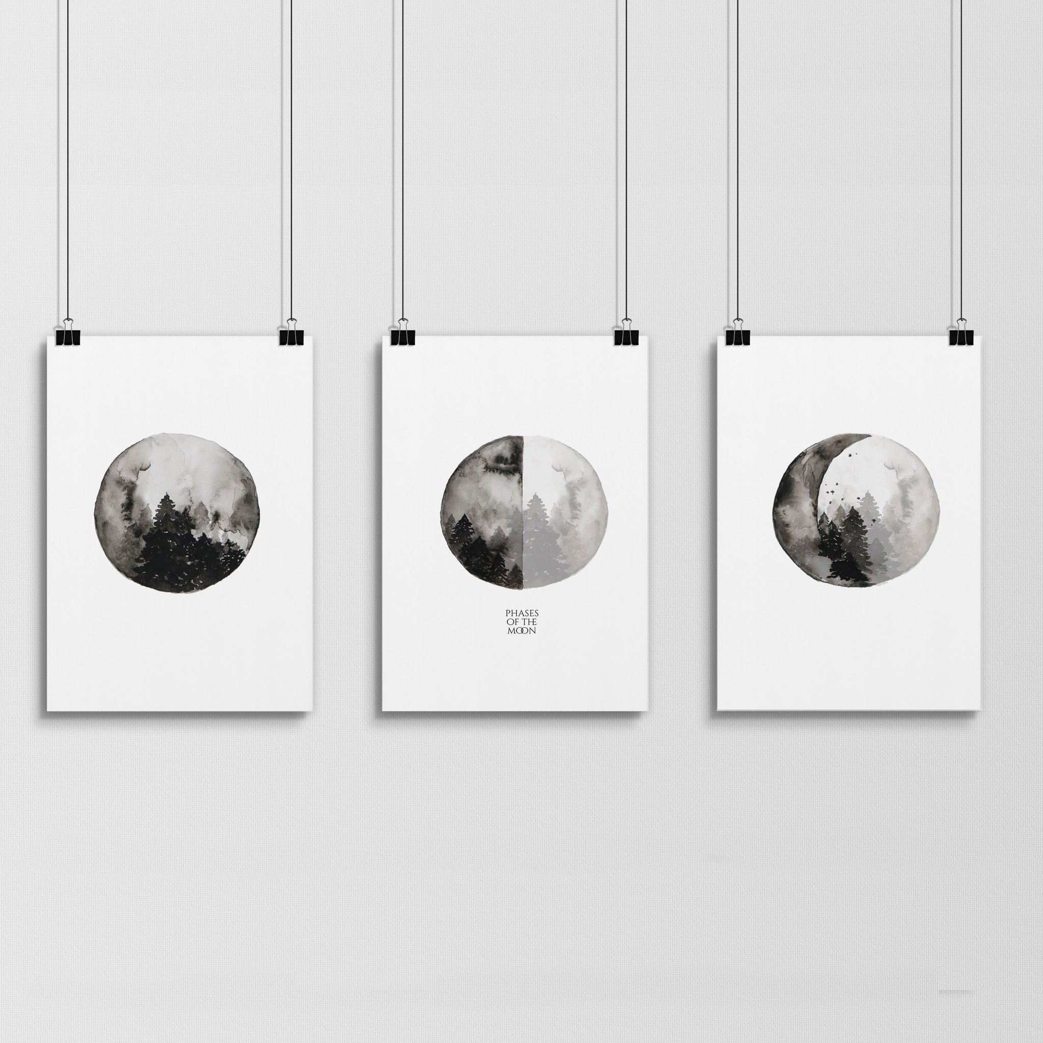 Moon wall art | set of 3 framed wall art prints