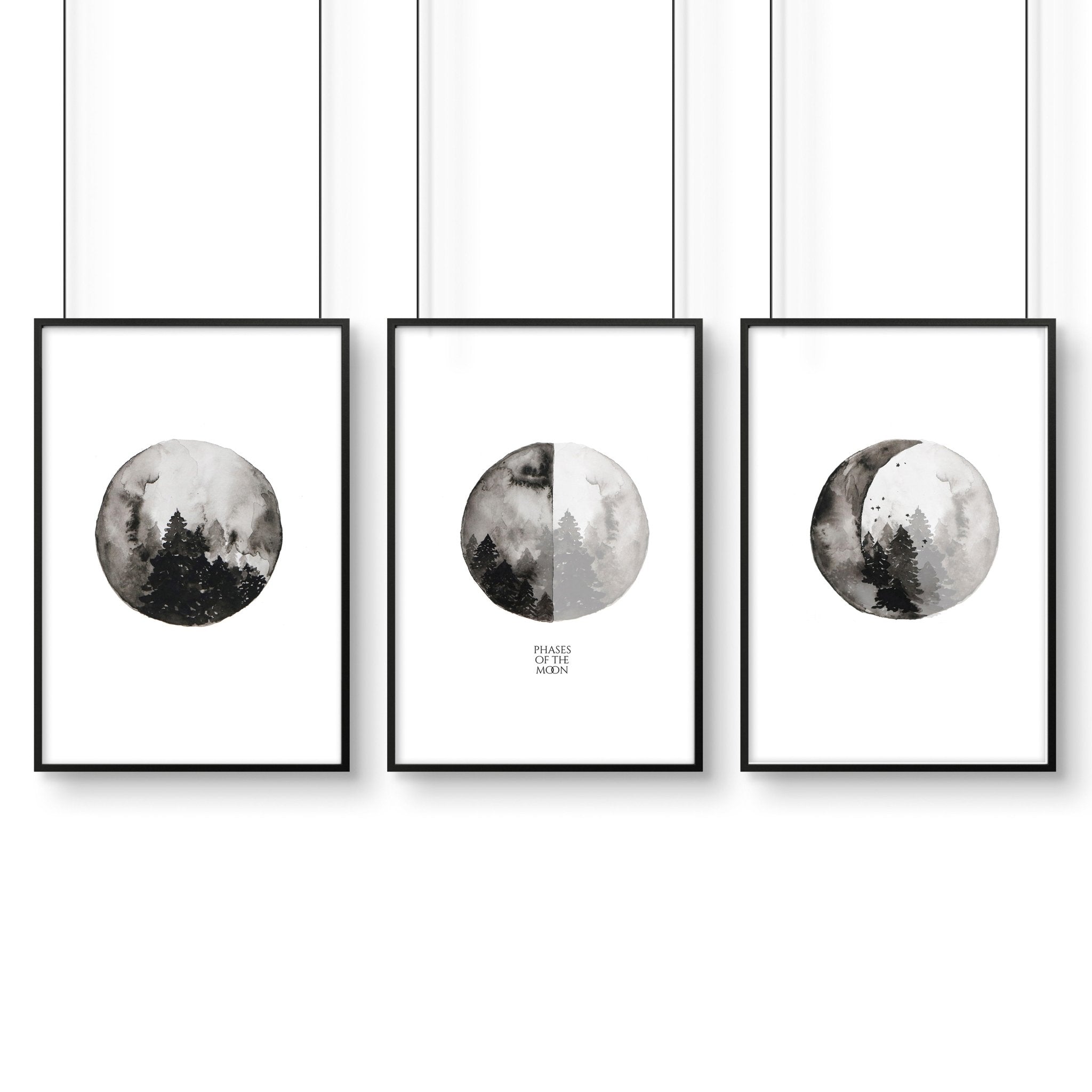 Moon wall art | set of 3 framed wall art prints