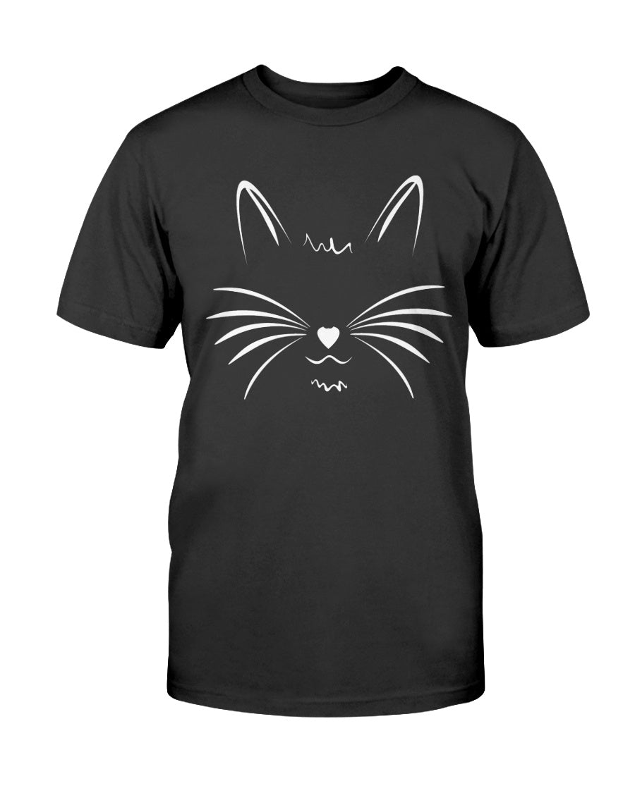 I Love Cats Face with Heart Nose Black + Navy Bella + Canvas Unisex T-