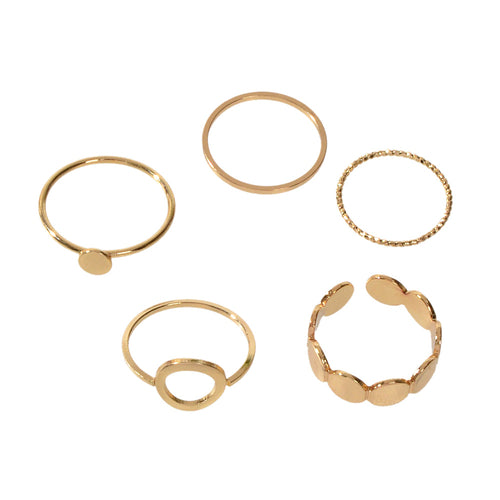5 pcs Minimalist Jewellery Gold Silver Metal Geometric Midi Finger