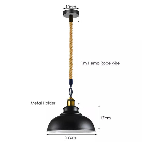 Metal Ceiling Pendant Light Modern Hemp Hanging Retro Lamps~1641