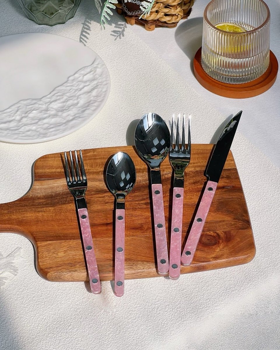Set of 10 Sleek Modern Pinky Elegant Salt Lake Flatware Cutlery