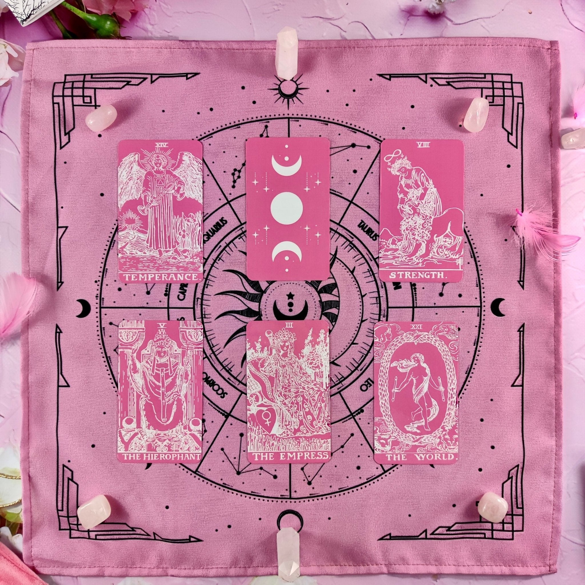 Enchanted Shadows Pink Velvet Tarot Bag And Cloth Set