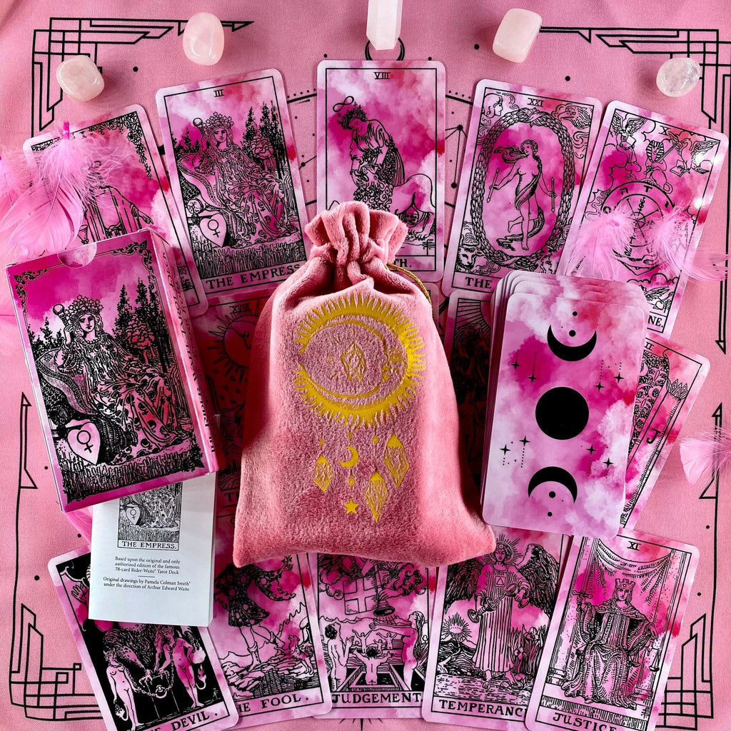 Enchanted Shadows Pink Velvet Tarot Bag And Cloth Set