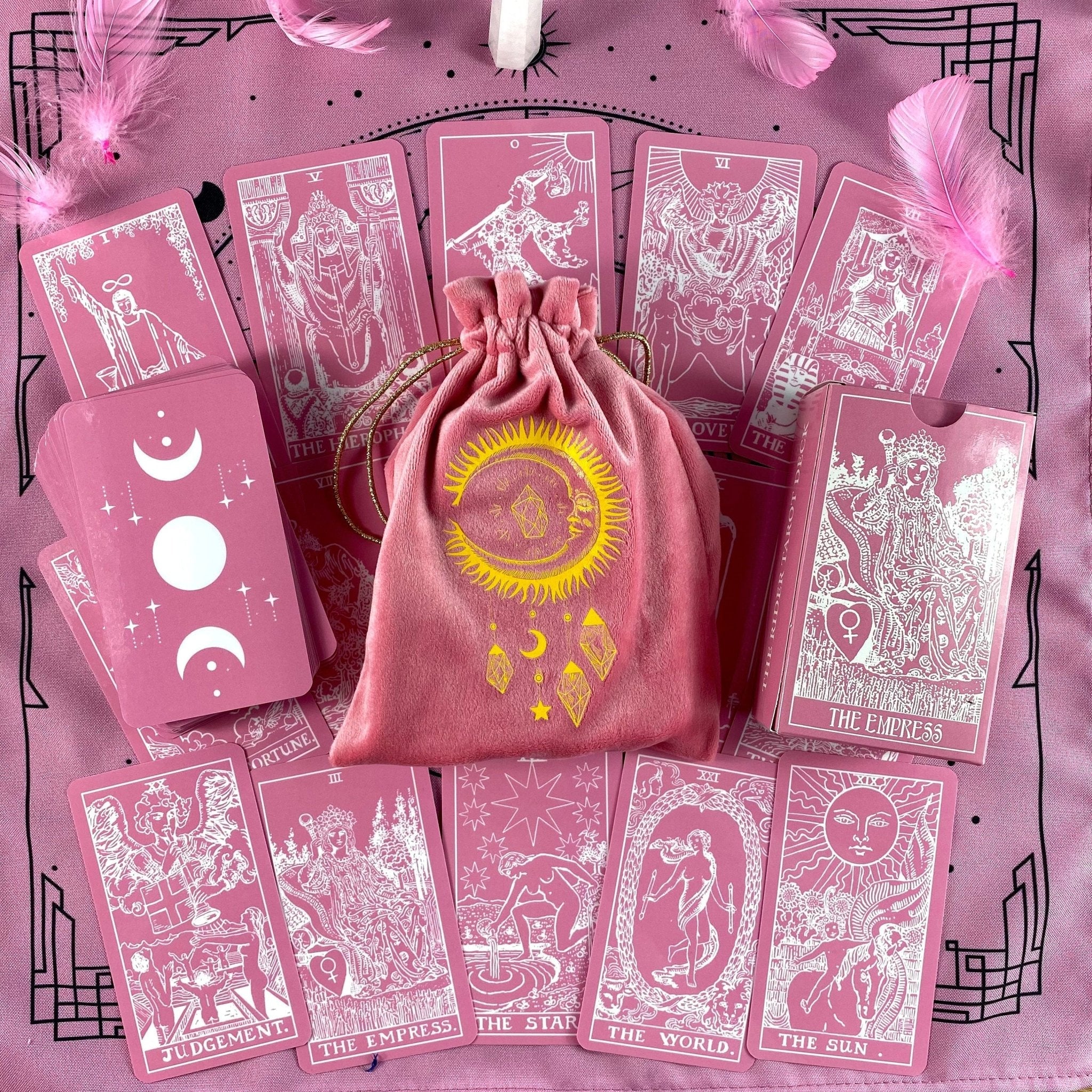 Enchanted Shadows Pink Velvet Tarot Bag And Cloth Set