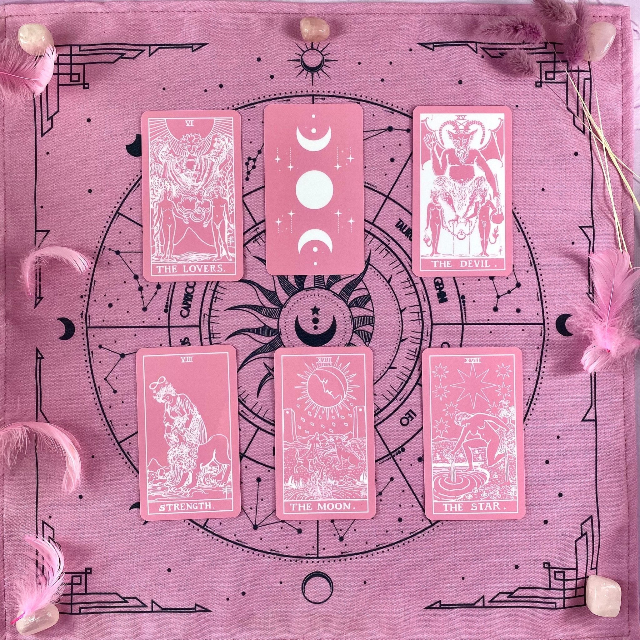 Enchanted Shadows Pink Velvet Tarot Bag And Cloth Set