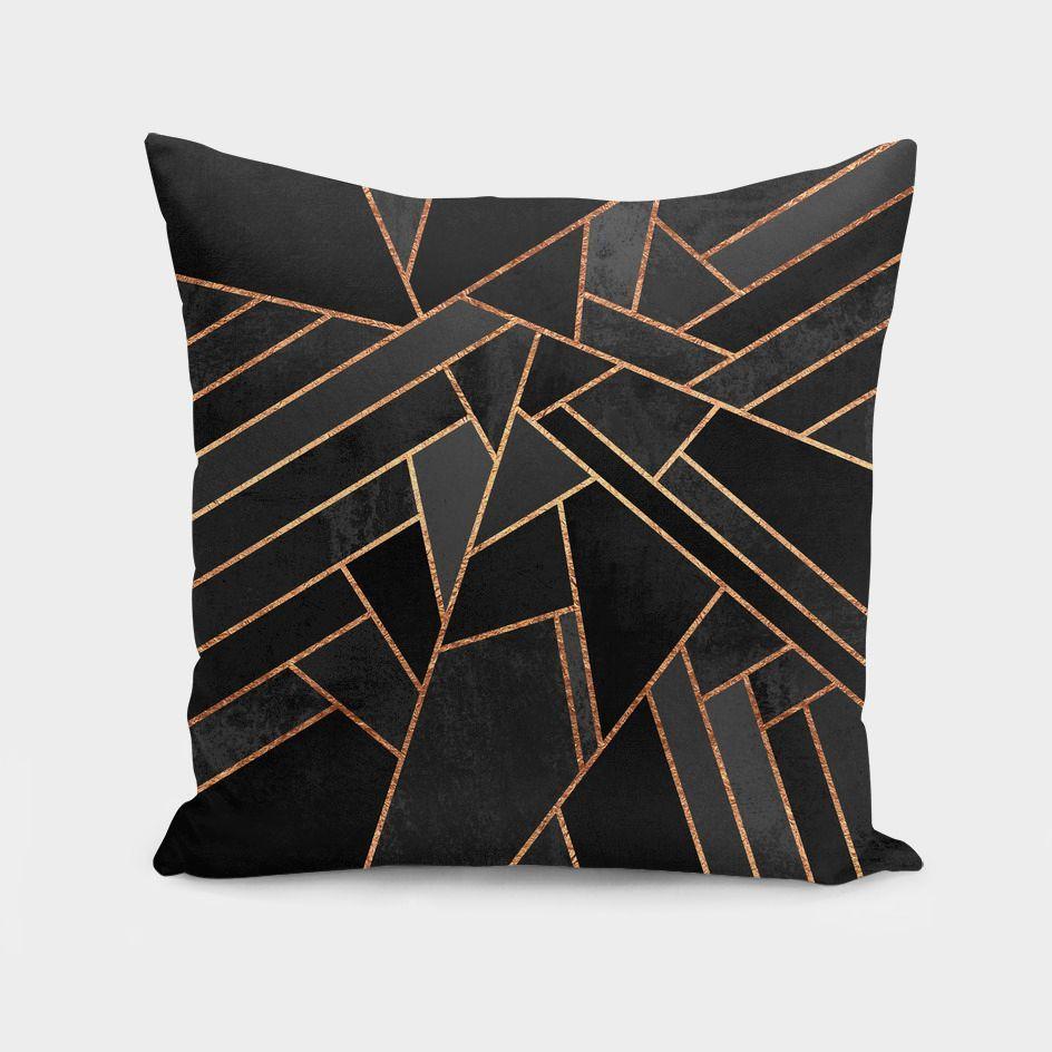 Black Night Cushion Cover 16x16 100% Spun Polyester Poplin Double Sided Print Concealed Zipper For Gothic Decor