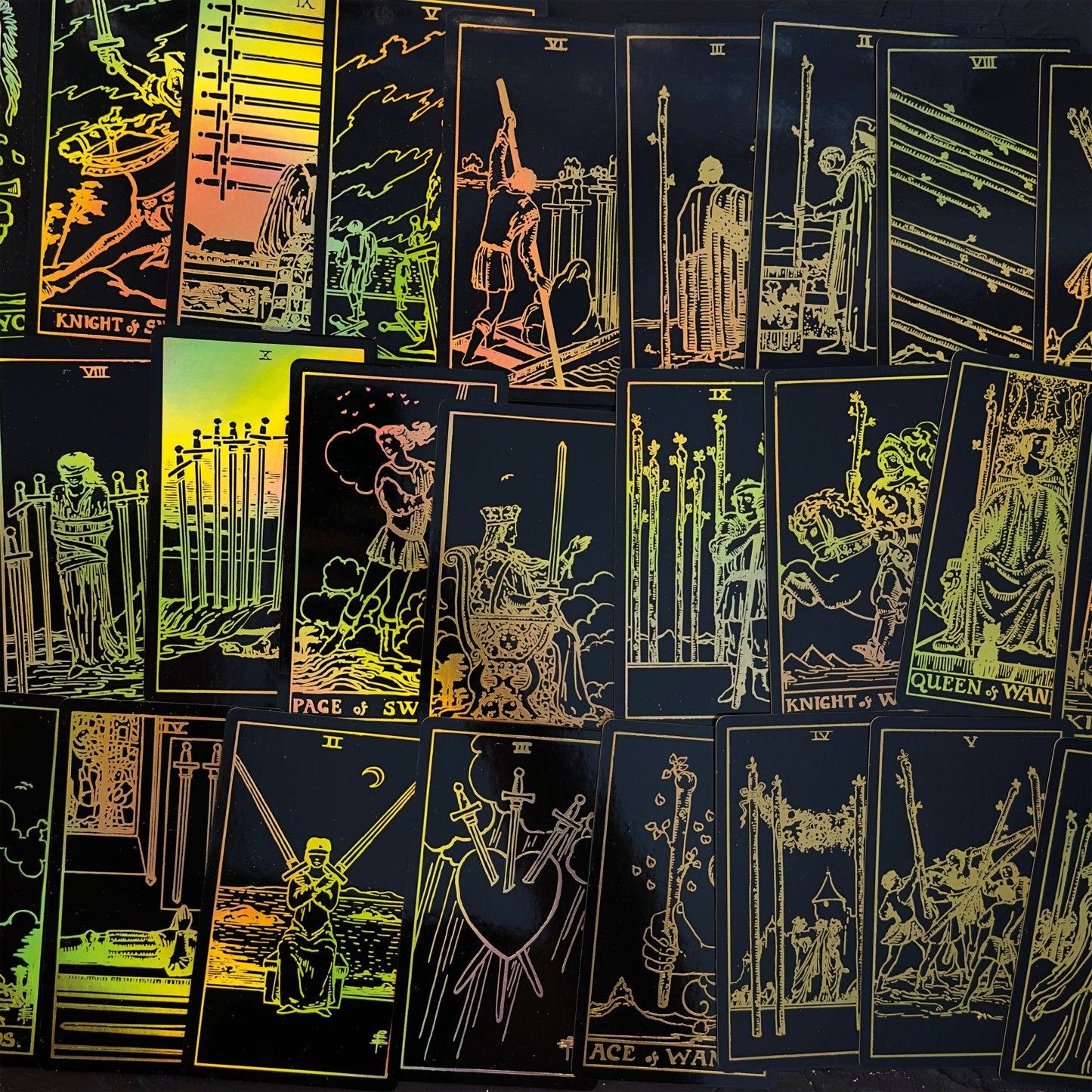 The Smith-Waite Tarotc Cards Gold Rainbow Foil