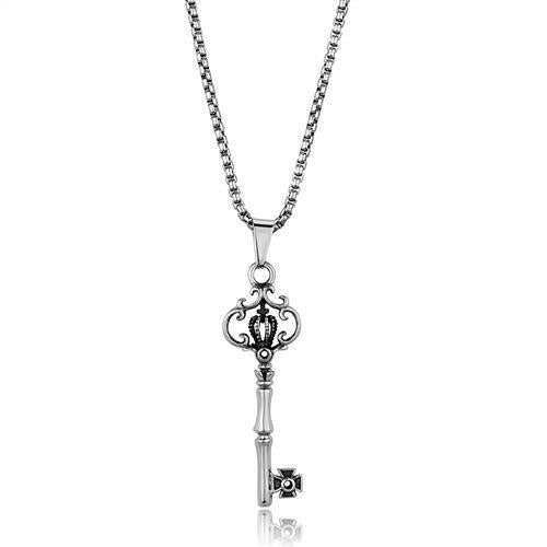 Stainless Steel Key Necklace- High Polished