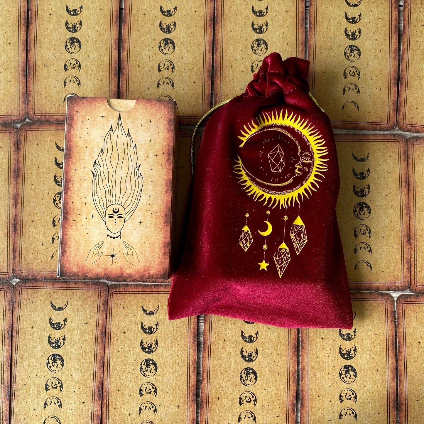 Velvet Tarot Bag Red & Gold
