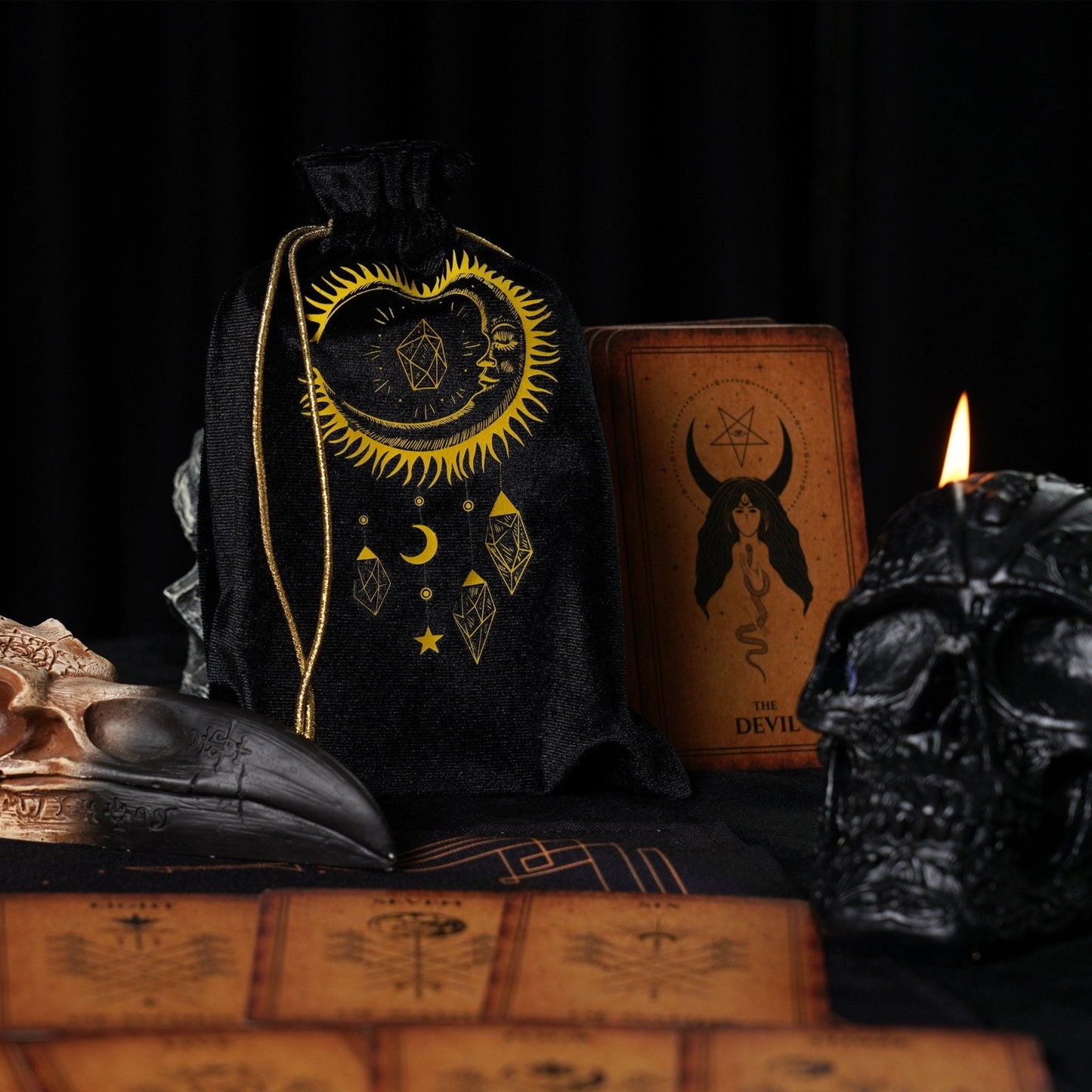 Velvet Tarot Cards Bag Black&Gold