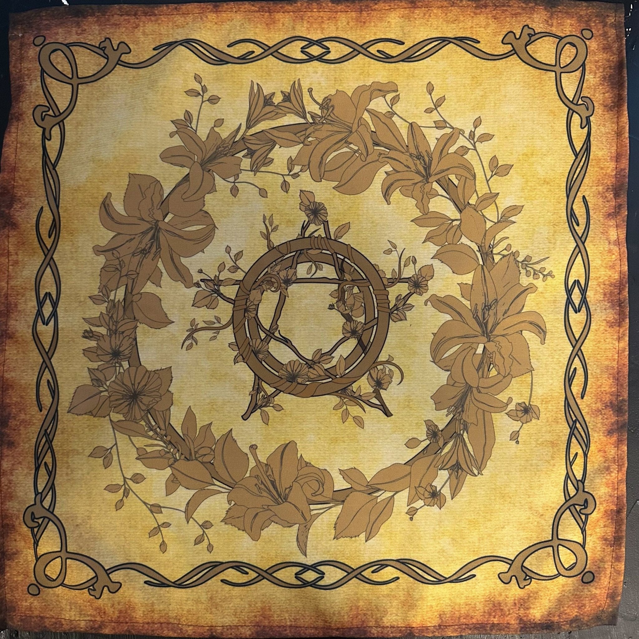 Enchanted Shadows Vintage Silk Tarot Cloth for Readings